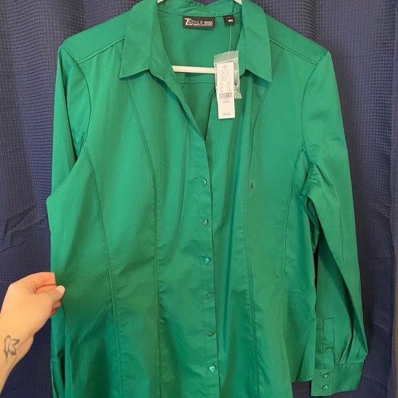 Green NY&Co 7th Ave Design Studio Button Down - Picture 5 of 6